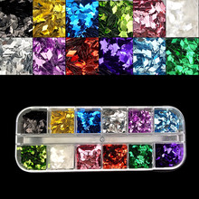 12 Colores/juego de lentejuelas de brillo holográfico de uñas polvo mezclado decoraciones de uñas arenosas encantos de Arte de uñas herramientas de maquillaje DIY NRP021 2024 - compra barato
