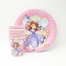 Set de platos y tazas de Princesa Sofía para niños, suministros de decoración para fiestas de cumpleaños, suministros de dibujos animados para fiesta, 20 unids/set 2024 - compra barato