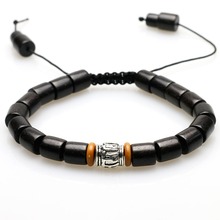 Natural Ebony Tibetan Buddhist Handmade White Copper Mantra Sign Charm Black Wood Mala Beads Bracelet For Women Men Unisex 2024 - buy cheap