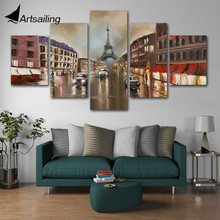 5 Panel City Rainy View Town Painting Canvas Wall Art Picture Home Decoration Living Room Canvas Print Painting Canvas Art 2024 - buy cheap