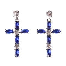 JERPVTE Rhinestone Cross Big Earrings For Women 2018 Fashion Brand Jewelry Maxi Crystal Geometric Pendant Drop Earrings 2024 - buy cheap