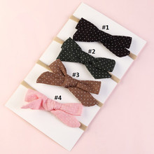 Big Bow Baby Headband 4PC Cotton linen Dot bowknot headband Baby Kids Head Accessories Baby Solid Bow Hairband 2024 - buy cheap