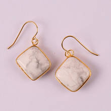 Free Shipping Natural White Howlite Stone Beads Dangle Earrings 1Pair U316 2024 - buy cheap