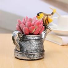 Lovely Resin Planter Flowerpot Pastoral Bird Shower Kawaii Zakka Succulents Flower Pot Mini Landscape Garden Home Office Decor 2024 - buy cheap