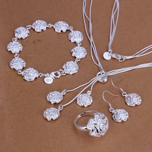 Silver color Women lady wedding jewelry temperament flower necklace bracelets  Earrings ring fashion jewelry sets S267 2024 - buy cheap