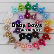 Babymatch 30pcs/lot 1.5" Multilayers Satin Ribbon Pearl Flowers Glued With Single Prong Ribbon Lined Hair Clips Accessories 2024 - buy cheap