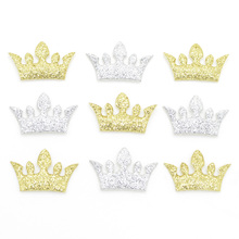 80Pcs 30*18mm Glitter Fabric Crown Bepowder Appliques for DIY Clothes Headwear Wedding Stickers Supplies Ornament Patches G60 2024 - buy cheap
