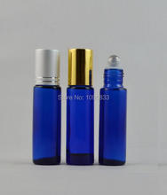 Rolo de perfume de vidro azul na garrafa 10ml, esferas de aço, frascos de bola de perfume, portátil, amostra vazia, recarregável 50 unidades 2024 - compre barato