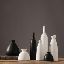 Черно-белая Минималистичная керамическая ваза для украшения дома ручной работы китайские искусства и ремесла фарфоровая ваза для цветов Свадебный домашний декор 2024 - купить недорого