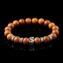 10mm Natural Wood Beads Bracelets Men Homme Ethinc Prayer Handmade Crown Alloy Meditation Bracelet Women Jewelry Yoga Bracelet 2024 - buy cheap
