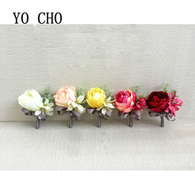 YO CHO Wedding Prom Corsage Goom Bride Wrist Corsages Rose Handmade boutonniere Groom Bridesmaid Groomsmen Flowers Boutonniere 2024 - buy cheap