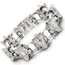 New  fashion titanium bracelet stainless steel bracelet domineering wolf head men bicycle chain 2024 - buy cheap