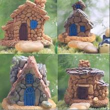 Decoração para jardim de fadas 4 tamanhos micro, artesanato em resina faça você mesmo estilo aleatório casa de pedra jardim em miniatura 2024 - compre barato