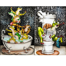 Diamond Mosaic Diamond Embroidery Bathing frog DIY Diamond Painting Cartoon Cross Stitch Full Square Paste Decor Paintings FZ829 2024 - buy cheap