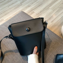 New Women Bag Lovely Bucket Leather Button Messenger Shoulder Bag For Lady Sweet Crossbody Bag Solid Wallet Fashion 2024 - buy cheap