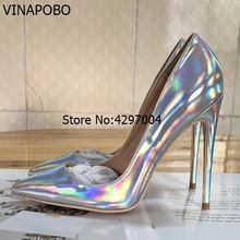 Vinapobo salto alto brilhante feminino, salto alto de couro envernizado, stiletto, sensual, 2018, sapatos de casamento 2024 - compre barato