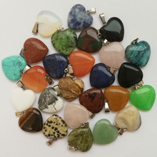 Fashion 20mm Assorted Natural Stone Pendant charms love Heart shape for Necklace making 36pcs Free shipping Good Quality! 2024 - buy cheap