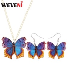 WEVENI Acrylic Tropic Floral Butterfly Earrings Necklace Pendant Trendy Insect Jewelry Sets For Women Girls 2018 Gift Drop Ship 2024 - buy cheap