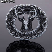 5 шт. MOQ WesBuck брендовая модная 3d-пряжка для ремня с головой оленя металлическая ковбойская пряжка с оленем 2024 - купить недорого