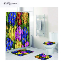 Free Shipping 4pcs Four Kinds Color Flowers Banyo Bathroom Carpet Toilet Bath Mats Set Nonslip Tapis Salle De Bain Alfombra Bano 2024 - buy cheap