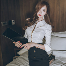 Top social female blouse 2019 women Korean style office ladies female business shirts tops fashion woman blouses 2019 FF1344 L 2024 - buy cheap