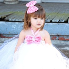 Gorgeous Handmade Tutu Dress with Rosette Hair Clip Baby Girls Princess Wedding Party Tutu Gowns Children Fluffy Tutu TS091 2024 - buy cheap