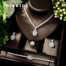 HIBRIDE High Quality 4 Piece Flower African Indian Bridal Wedding Costume Jewelry for Women Luxury Zirconia Jewelry Sets N-148 2024 - buy cheap