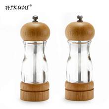 New 5 inch Salt and Pepper Mill Shakers Wood Manual Sea Salt Mills Tools Adjustable Ceramic Pepper Grinder with Acrylic Body 2024 - buy cheap