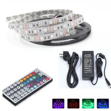 5M RGB LED Strip 5050 non waterproof colourful led light  Led RGB tape ribbon 60led/m +44 key Remote controller + Power Adapter 2024 - buy cheap