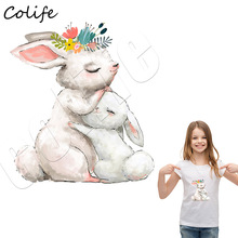 Rabbit Patches For Kids Animals Mon And Kids Sweet  Heat Transfer Parches DIY Custom Washable Applique A-Level Stickers 2024 - buy cheap