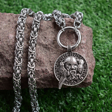 SanLan 1 piezas Odín con los RAVENS collar con 8mm de ancho, cadena de acero inoxidable vikingo amuleto nórdico regalo de los hombres 2024 - compra barato