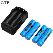 GTF 4pcs 18650 3.7V 12000mAh Rechargeable Li-ion Batteries For Flashlight Torch +EU Plug Battery Charger for wholesale 2024 - buy cheap