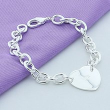 2019 New 925 Sterling Silve Jewelry Chain Link Bracelet for Women Silver Heart Bracelet 2024 - buy cheap