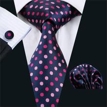 FA-799 Mens Necktie Pink Dot 100% Silk Jacquard Tie Hanky Cufflinks Set Business Wedding Party Ties For Men Free Shipping 2024 - buy cheap