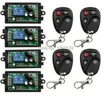 Sistema de interruptor de controle remoto sem fio dc12v 1ch 10a 4 * receptor e 4 * transmissor aplicativo lâmpada para porta de garagem/janela