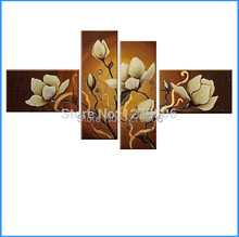 Hand Painted 4 Piece Modern Abstract Picture Oil Painting Orchid On Canvas Wall Art Paintings Home Decorations For Living Room 2024 - buy cheap