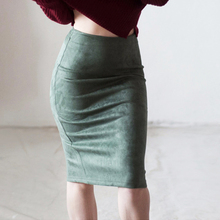 Women Skirts Suede Solid Color Pencil Skirt Female Spring Autumn High Waist Bodycon Vintage Suede Split Thick Stretchy Skirts 2024 - buy cheap