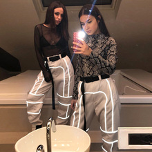 2019 New Casual Pants Streetwear Women Street Style Femme Black School Bag Buckle Decoration High Waist Jogger Sweatpants 2024 - buy cheap