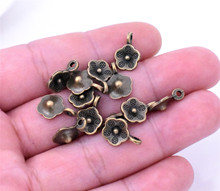 50pcs/lot 13x9mm Antique Bronze Plated Flower Charms Pendant DIY Handmade Jewelry Accessories 2024 - buy cheap