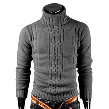 Зима 2019, мужской свитер с высоким воротом, Ретро стиль, пуловер для мужчин, повседневные пуловеры, мужская верхняя одежда, тонкий вязаный свитер, однотонный джемпер 2024 - купить недорого