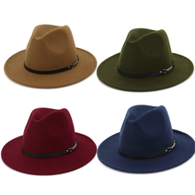 Hot Fall Winter Plain Fedora Hats for Women Hat Vintage Bowler Jazz Cap Felt Wide Brim Sun Church Top Hat 2024 - buy cheap