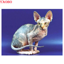 Pintura de diamantes 5D DIY, mosaico decorativo para el hogar con diseño de gato Sphynx, punto de cruz, bordado de diamantes 2024 - compra barato