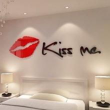 Romantic Removable waterproof 3D Acrylic Photo Frame Sexy Red Mouth Wall Sticker for Home Decal 2024 - buy cheap