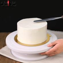 Mesa de decoração de bolo de plástico, 28 cm, anti-derrapante, mesa giratória para decoração de bolo, ferramenta de confeitaria 2024 - compre barato