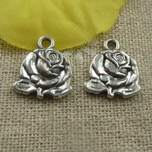 300 cuentas de plata tibetana con flores 15x13x1,8mm #4476 2024 - compra barato