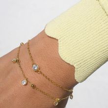 2021 Cheap Wholesale Gold Filled Delicate Girl Women Jewelry Single Stone Single Bezel Cz Minimal Minimalist Gold Color Bracelet 2024 - buy cheap