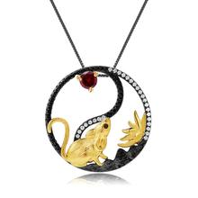 GEM'S BALLET 925 Sterling Silver Golden Rat Pendant Necklace For Women Natural Garnet Yin and Yang Chinese Zodiac Jewelry 2024 - compre barato