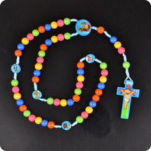 NEW Cartoon JESUS Cross Pendant Necklace Rosary Beads Children Kid Girls Catholic Christian Orthodox Fashion Religious Jewelry 2024 - buy cheap