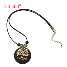 YULUCH Hot Fashion Jewelry Accessories Alloy Tree Spelling Wooden Round Pendant for African Ethnic Woman Beaded Necklace Gift 2024 - buy cheap