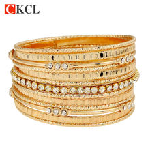 2017 Fashion Statement Crystal mutilayer Retro Gold color Bangles For Women Charm vintage Wide Bracelet Bangles 2024 - buy cheap